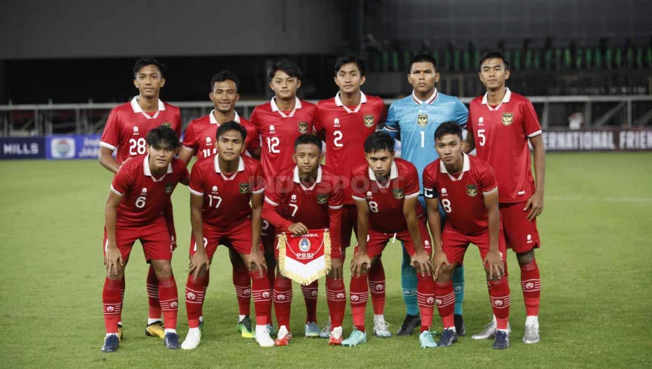Skuat Timnas Indonesia U-20 saat melawan Selandia Baru pada Turnamen Mini yang digelar PSSI sebagai persiapan Piala Asia U-20 2023 di Stadion GBK, Minggu (19/02/23). Muhammad Ferarri dari Persija Jakarta mencetak gol untuk Garuda Muda.