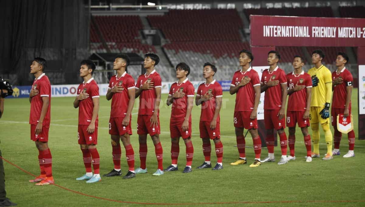 Pertandingan antara Timnas Indonesia melawan Guatemala pada Turnamen Mini yang digelar PSSI sebagai persiapan Piala Asia U-20 2023 di Stadion GBK, Selasa (21/02/23).