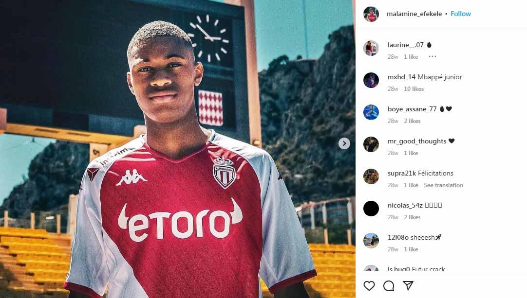 Malamine Efekele, pemain AS Monaco. (Foto: Instagram@malamine_efekele) - INDOSPORT