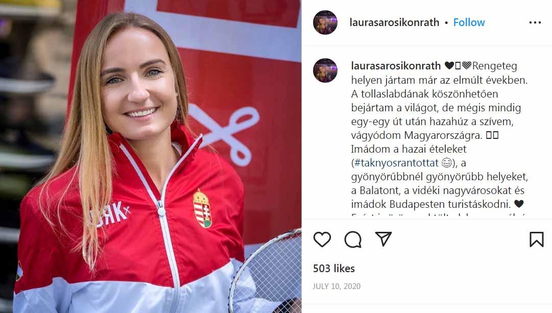 Laura Sarosi, pebulu tangkis cantik asal Hungaria. (Foto: Instagram@laurasarosikonrath)