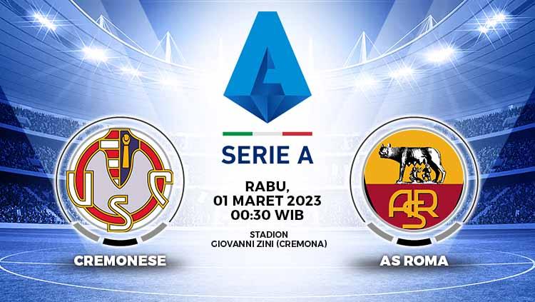 Prediksi pertandingan antara Cremonese vs AS Roma (Liga Italia).
