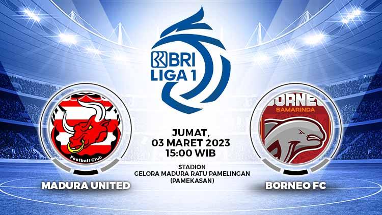 Prediksi pertandingan antara Madura United vs Borneo FC (RBI Liga 1).