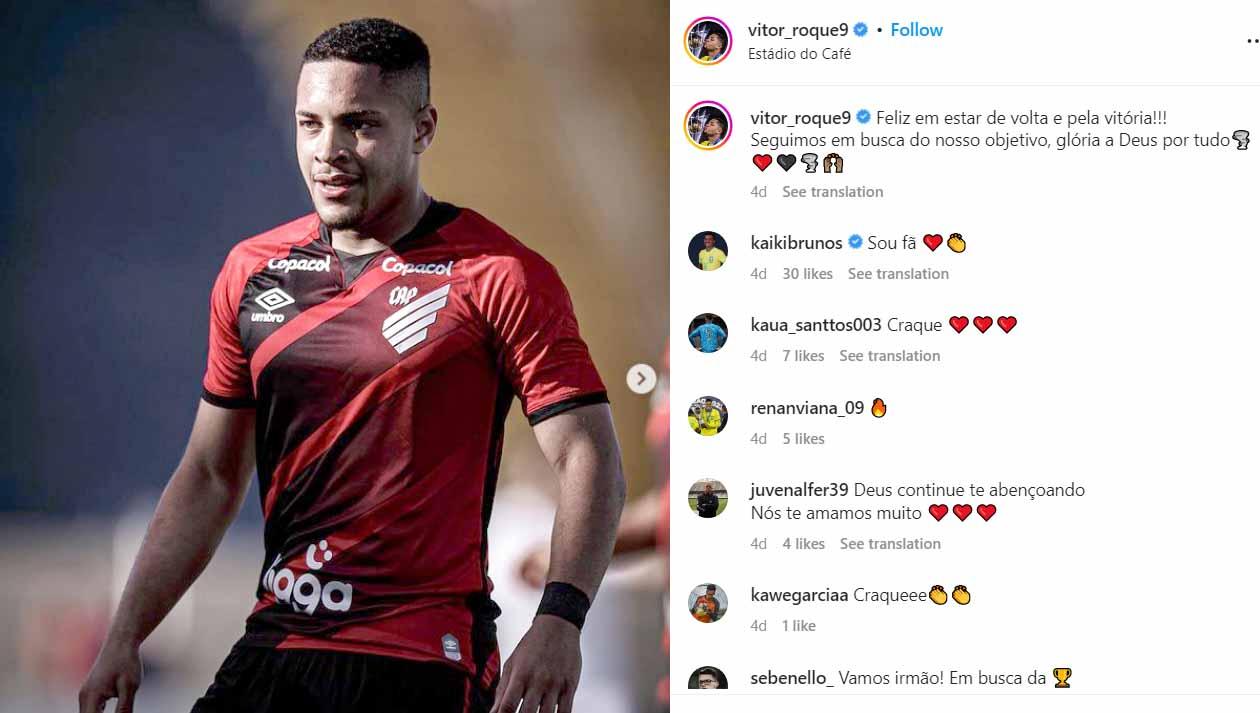 Vitor Roque, pemain Athletico Paranaense. (Foto: Instagram@vitor_roque9)