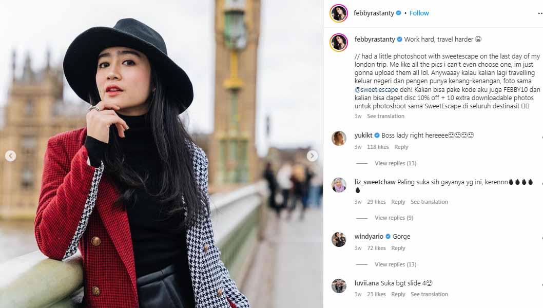 Artis dan penyanyi kondang, Febby Rastanty, menunjukkan kecantikan dan pesonanya saat melalui perjuangan panjang demi ikut Tokyo Marathon 2023.