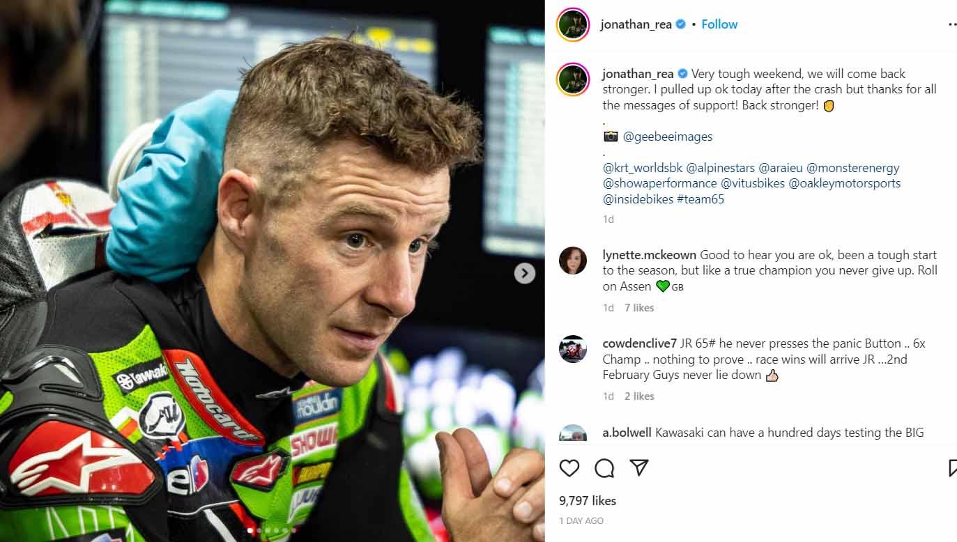 Jonathan Rea, pembalap Kawasaki Racing di WSBK. (Foto: Instagram@jonathan_rea) - INDOSPORT