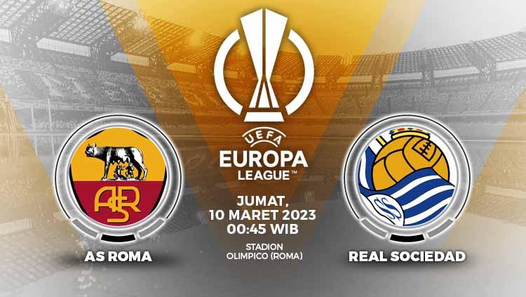 Prediksi pertandingan antara AS Roma vs Real Sociedad (Liga Europa).