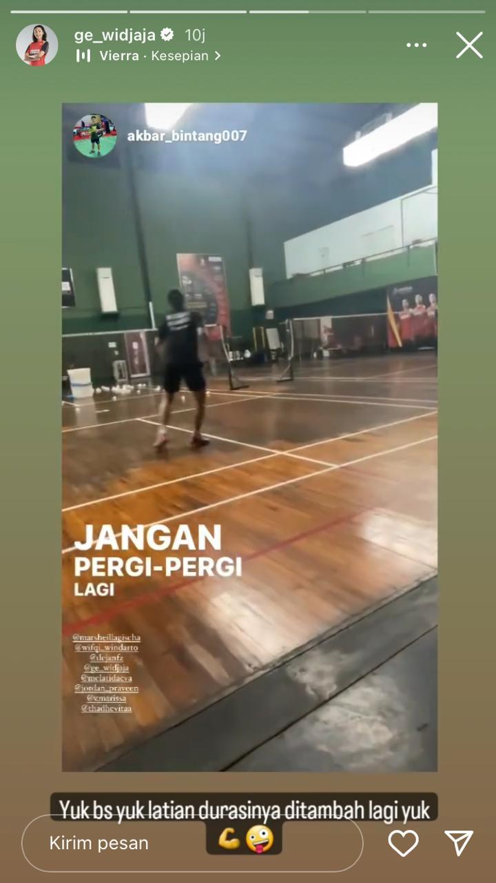 Akbar Bintang Cahyono dapat wejangan dari Gloria Widjaja jelang Swiss Open 2023.(Foto: Instagram@ge_widjaja) Copyright: Instagram@ge_widjaja