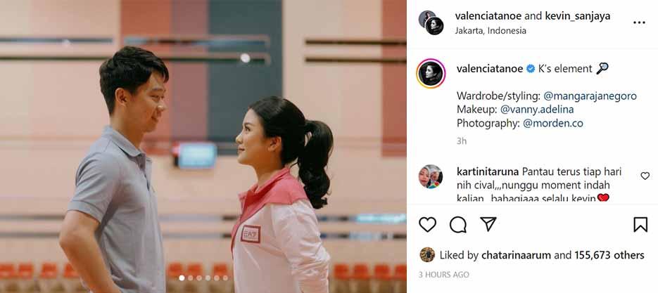 Potret mesra Kevin Sanjaya dan Valencia Tanoe di lapangan. (Foto: Instagram@valenciatanoe) Copyright: Instagram@valenciatanoe