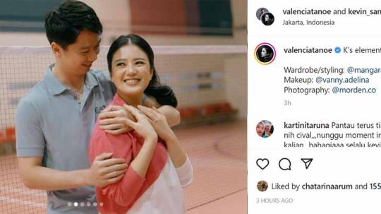 Potret mesra Kevin Sanjaya dan Valencia Tanoe di lapangan. (Foto: Instagram@valenciatanoe)