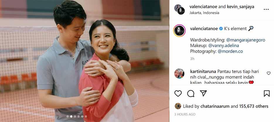 Potret mesra Kevin Sanjaya dan Valencia Tanoe di lapangan. (Foto: Instagram@valenciatanoe) Copyright: Instagram@valenciatanoe