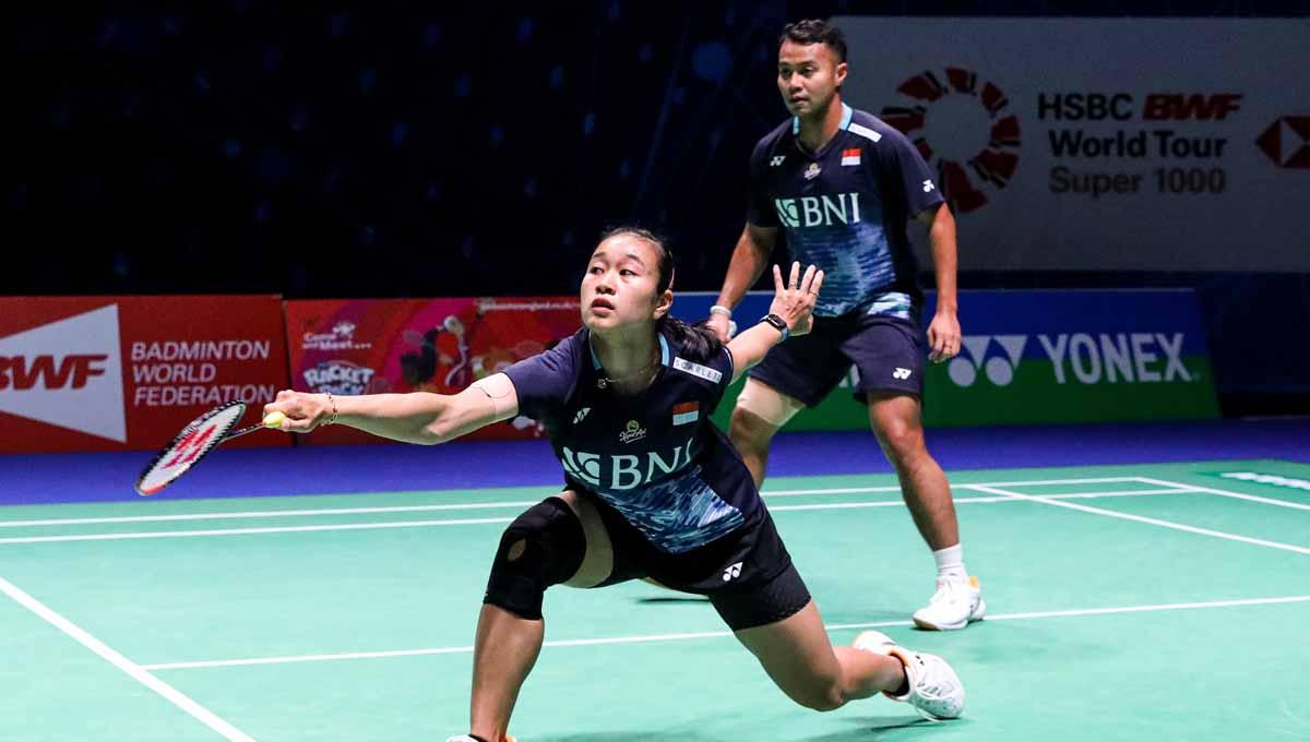 Pasangan ganda campuran Indonesia Rehan Naufal Kusharjanto/Lisa Ayu Kusumawati di laga perdana All England pada Selasa (14/3/2023) waktu Inggris. (Foto: PBSI)