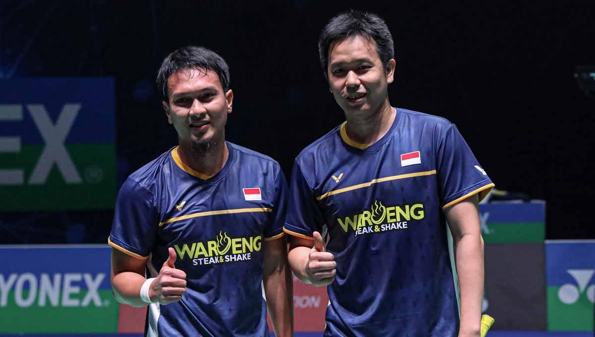 Pasangan ganda putra Indonesia Mohammad Ahsan/Hendra Setiawan di laga perdana All England. (Foto: PBSI)