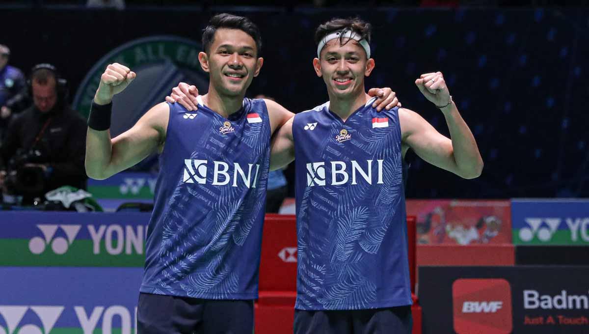 Pasangan ganda putra Indonesia, Fajar Alfian/Muhammad Rian Ardianto fokus latihan jelang Badminton Asia Championships (BAC) 2023 di Dubai. (Foto: PBSI)