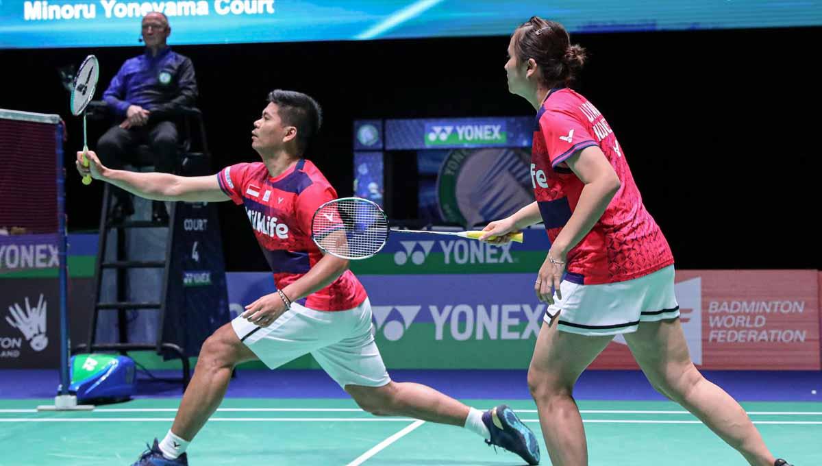 Pasangan ganda campuran Indonesia, Praveen Jordan/Melati Daeva Oktavianti kalah di final Spain Masters 2023.(Foto: PBSI)
