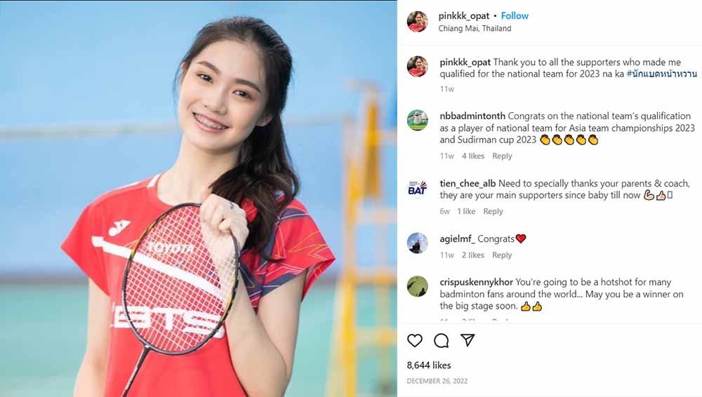 Media China menyebutkan Pitchamon Opatniputh bakal jadi ratu bulutangkis dunia selanjutnya setelah membungkam Chiara Marvella Handoyo di Kejuaraan Dunia Junior. (Foto: Instagram@pinkkk_opat) - INDOSPORT