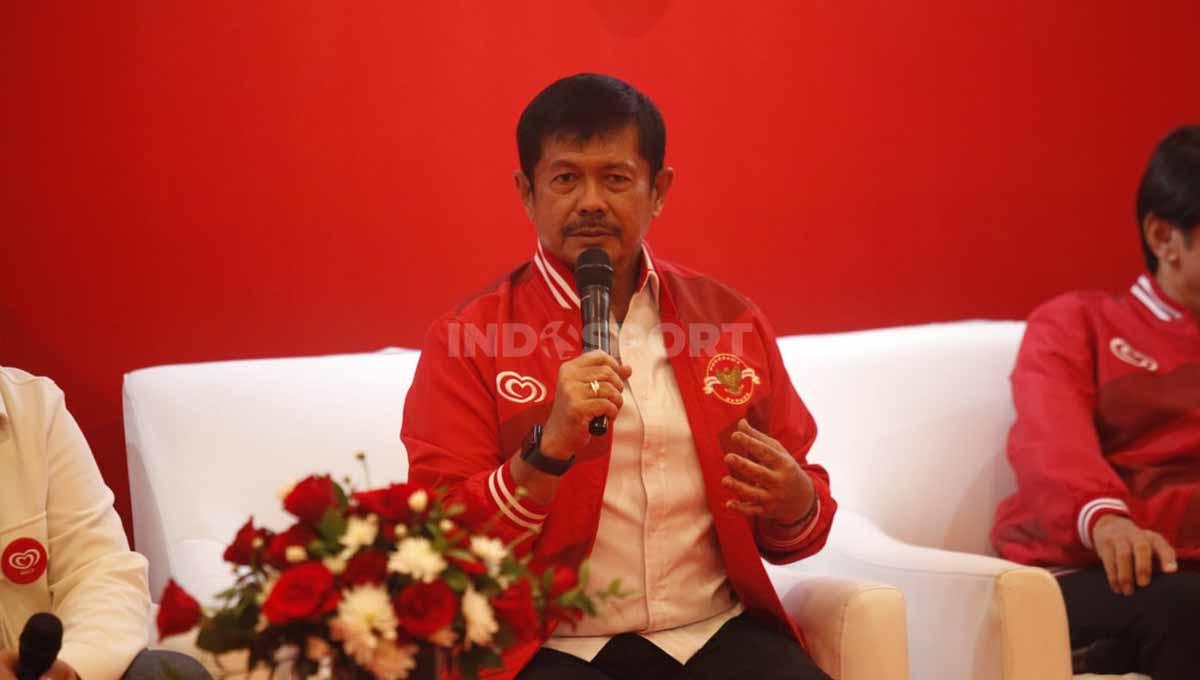 Acara Satu Hati untuk Garuda yang dihadiri pelatih Timnas Indonesia Shin Tae-yong, Dirtek PSSI Indra Sjafri dan pemain Hokky Caraka di Hotel Sultan, Senayan, Jakarta, Senin (20/3/23).