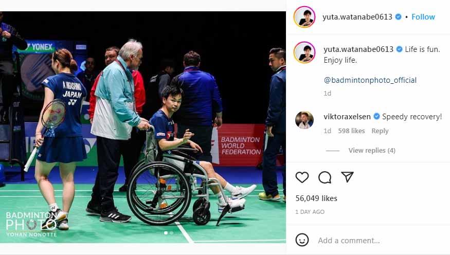 Curhatan menohok Yuta Watanabe banjir sorotan usai All England 2023. (Foto: Instagram@yuta.watanabe0613) Copyright: Instagram@yuta.watanabe0613