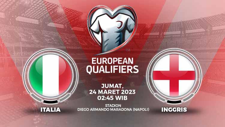 Prediksi pertandingan Kualifikasi Euro 2023 antara Italia vs Inggris.