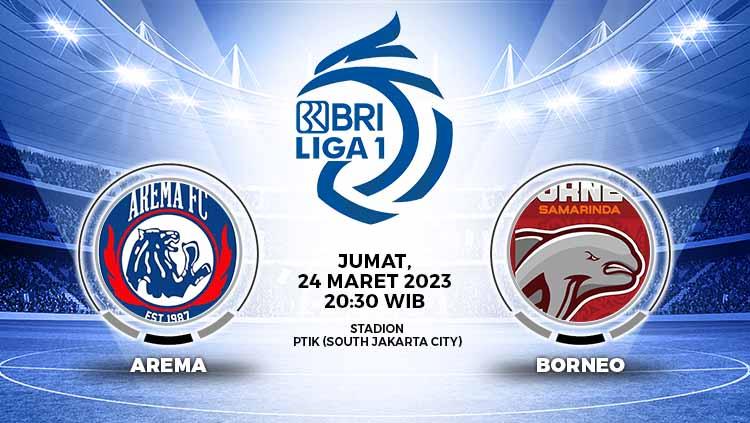 Link live streaming Liga 1 Indonesia 2022-2023 akan mempertemukan Arema FC vs Borneo FC di laga tunda pekan ke-18, Jumat (24/03/23), mulai pukul 20.30 WIB.
