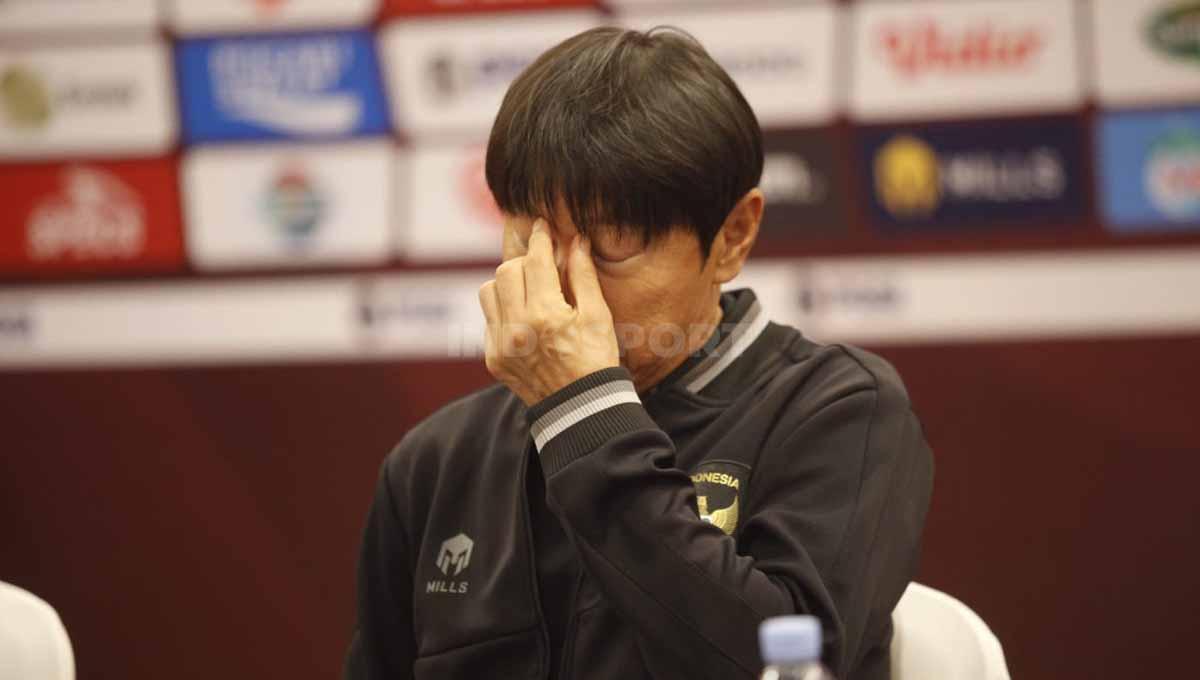 Pelatih Timnas Indonesia, Shin Tae-yong di Hotel Sultan, Jakarta, Jumat (24/03/23).