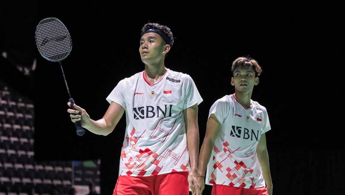 Ganda putra Indonesia, Bagas Maulana/Muhammad Shohibul Fikri, buka suara usai kena comeback dan nyaris kalah di Badminton Asia Championships 2023. (Foto: PBSI) - INDOSPORT