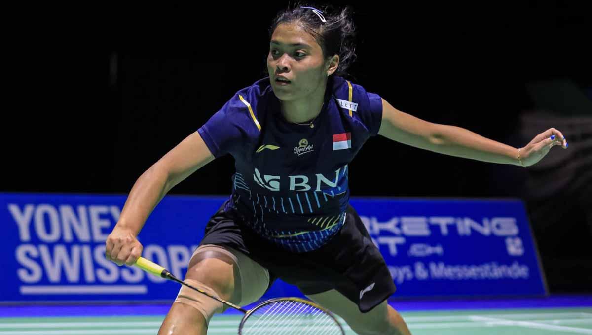 Tunggal putri Indonesia Gregoria Mariska Tunjung di Swiss Open 2023. (Foto: PBSI)