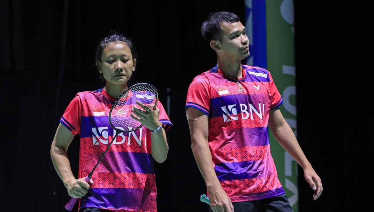 Pasangan ganda campuran Indonesia Rinov Rivaldy/Pitha Haningtyas Mentari di Swiss Open 2023. (Foto: PBSI)