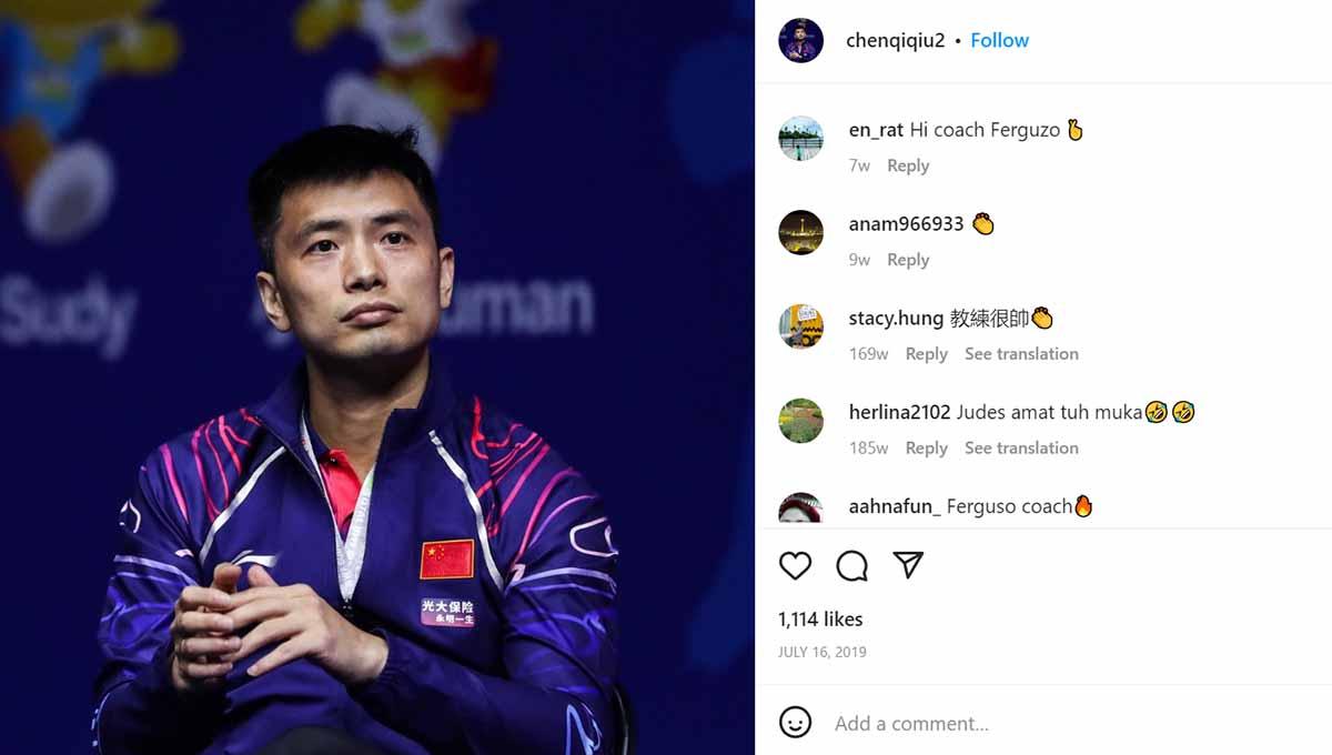 Coach Ferguso (Chen Qiqiu), pelatih ganda putra China gagal membawa pulang gelar dari ajang BAC 2023. (Foto: Instagram@chenqiqiu2) - INDOSPORT