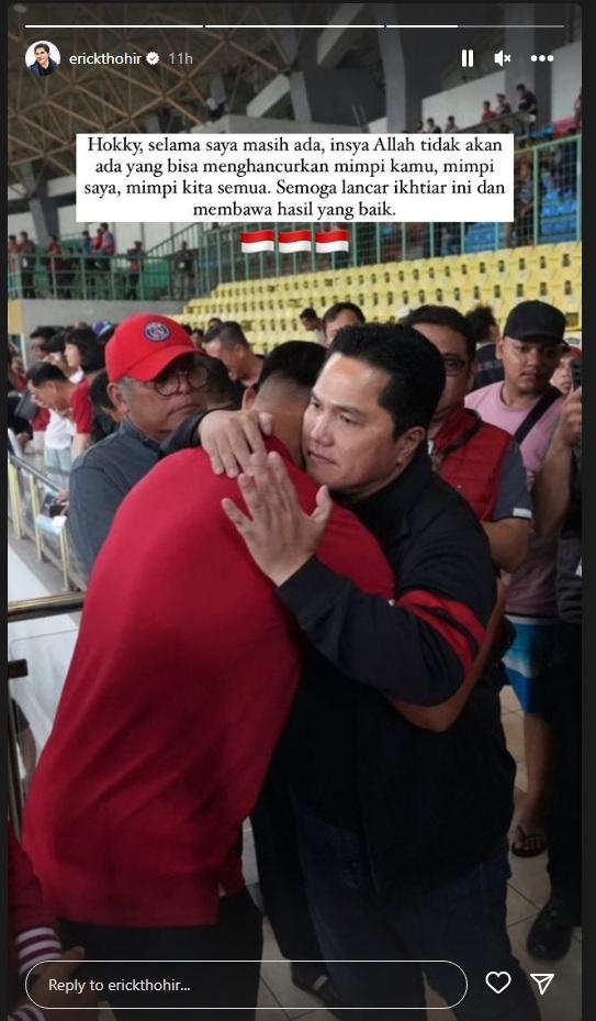 Erick Thohir ingin selamatkan mimpi Hokky Caraka dan Timnas Indonesia U-20. Copyright: Instagram/erickthohir