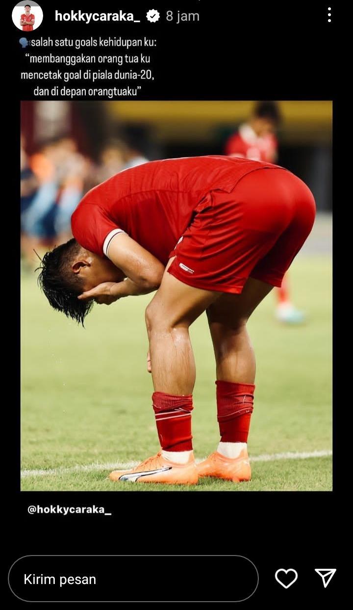 Curhatan Hokky Caraka usai Indonesia batal jadi tuan rumah Piala Dunia U-20 Copyright: instagram story @hokkycaraka_
