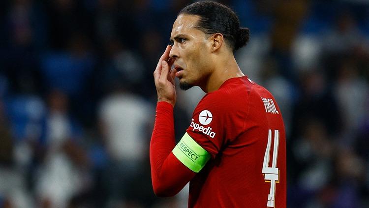 Virgil van Dijk di laga Real Madrid vs Liverpool (16/03/23). (Foto: REUTERS/Susana Vera)