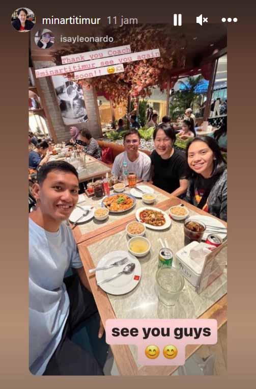 Minarti Timur disambangi eks muridnya dari Filipina, Alyssa Ysabel Leonardo. (Foto: Instastory@minartitimur) Copyright: Instastory@minartitimur