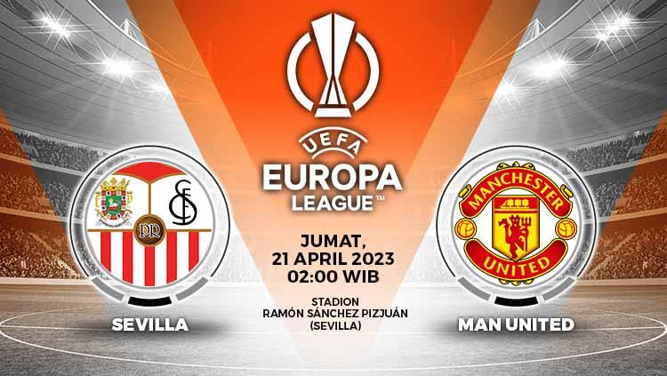 Prediksi pertandingan antara Sevilla vs Manchester United (Liga Europa).