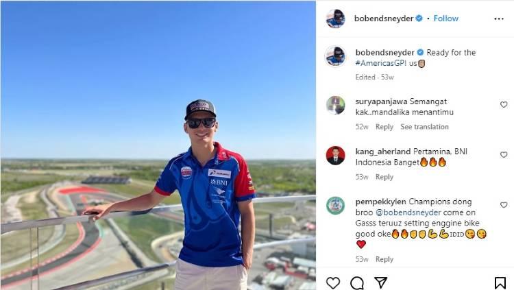 Momen merinding sekaligus mengejutkan terjadi saat Bo Bendsneyder mengibarkan bendera Merah Putih di Moto2 Amerika Serikat 2023.