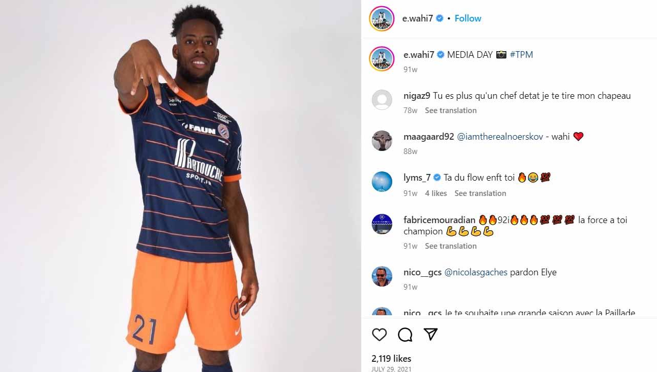 Striker Montpellier, Elye Wahi. (Foto: Instagram@e.wahi7)