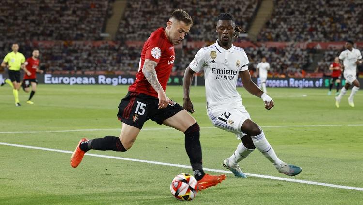 Aksi Eduardo Camavinga dalam laga final Copa del Rey kontra Osasuna.