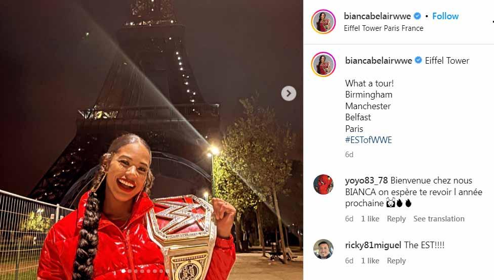 Pegulat wanita Amerika Serikat, Bianca Belair. Foto: Instagram@biancabelairwwe.