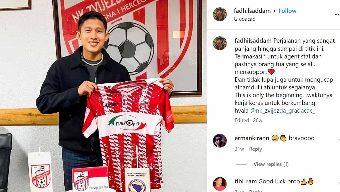 Fadhil Saddam, pemain jebolan Akademi Persija Jakarta yang bermain di klub Liga 2 Serbia. (Foto: Instagram@fadhilsaddam)