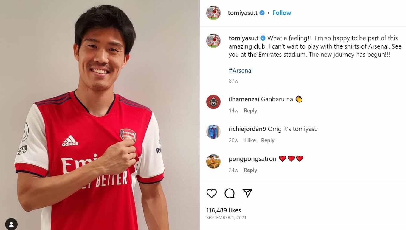 Takehiro Tomiyasu, pemain Arsenal. (Foto: Instagram@tomiyasu.t) - INDOSPORT