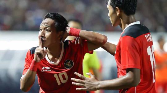 Selebrasi pemain Timnas Indonesia, Beckham Putra merayakan golnya di laga Kamboja U-22 vs Timnas Indonesia U-22, SEA GAMES 2023. (Foto: PSSI)