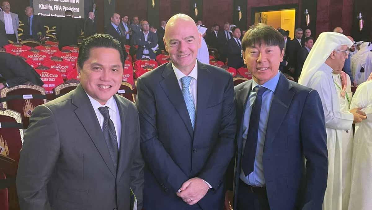 Perkembangan signifikan Timnas Indonesia dinilai tak lepas dari kemesraan Ketua Umum PSSI, Erick Thohir, dan pelatih Shin Tae-yong. (Foto: PSSI)