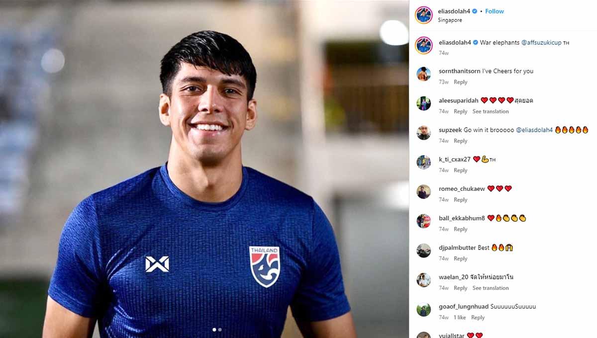 Elias Dolah, bek timnas Thailand. (Foto: Instagram@eliasdolah4)