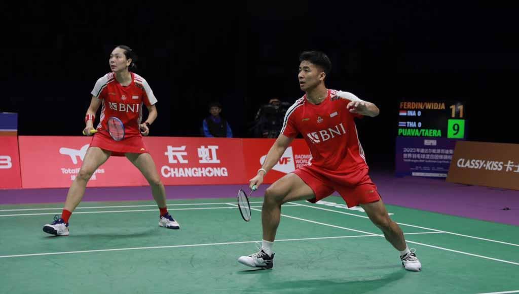 Pasangan ganda campuran Indonesia, Dejan Ferdinansyah/Gloria Emanuelle Widjaja di Piala Sudirman 2023. (Foto: PBSI)