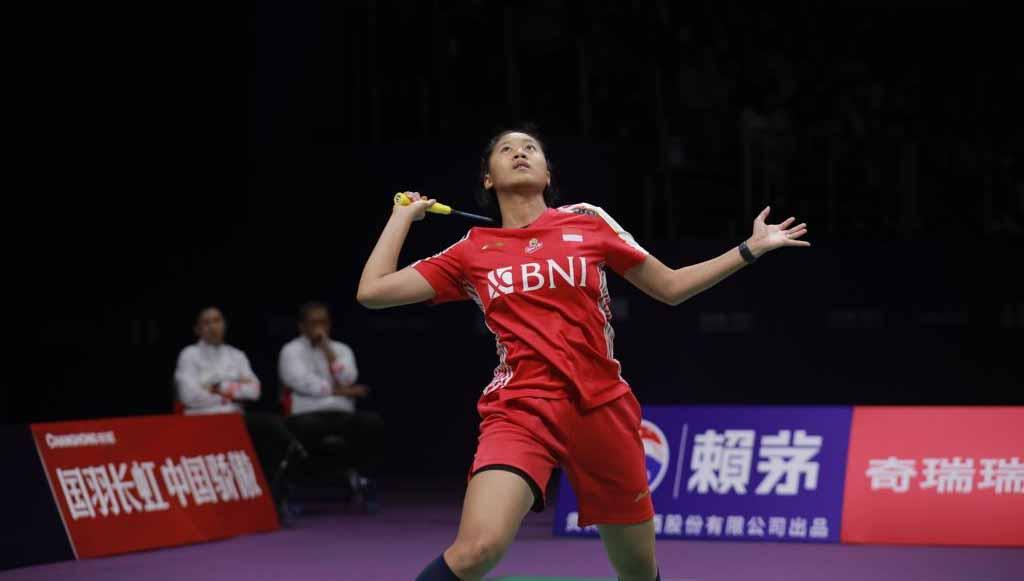 Pebulu tangkis tunggal putri Indonesia, Putri Kusuma Wardani, gagal menyumbang poin dalam laga ketiga Piala Sudirman 2023, Kamis (18/05/23). (Foto: PBSI)