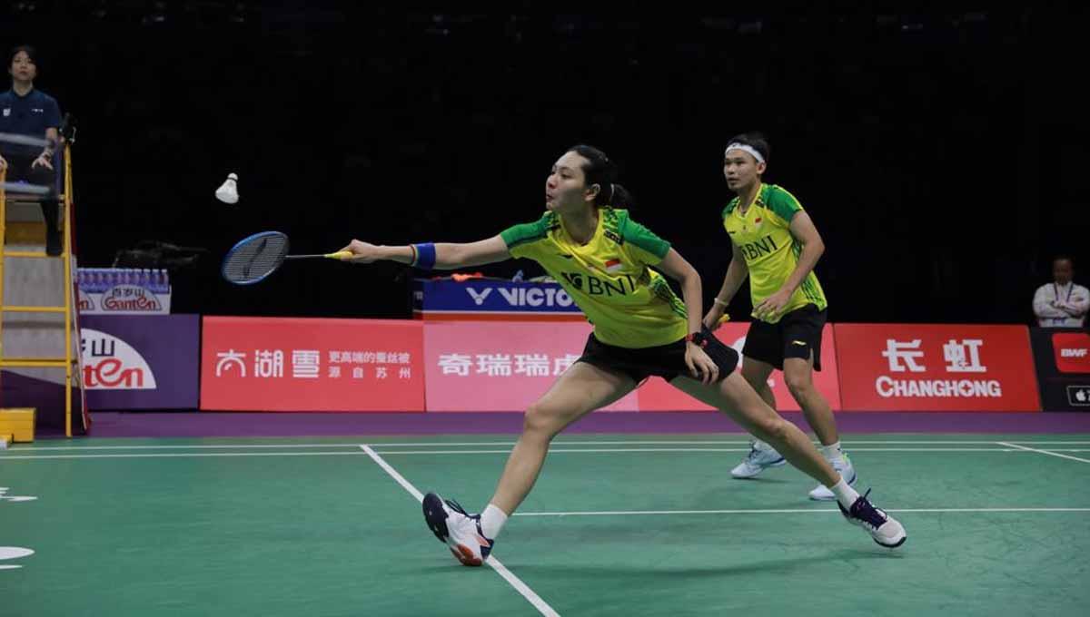 Pasangan ganda campuran Indonesia, Rinov Rivaldy/Gloria Emanuelle Widjaja di Piala Sudirman 2023. (Foto: PBSI)