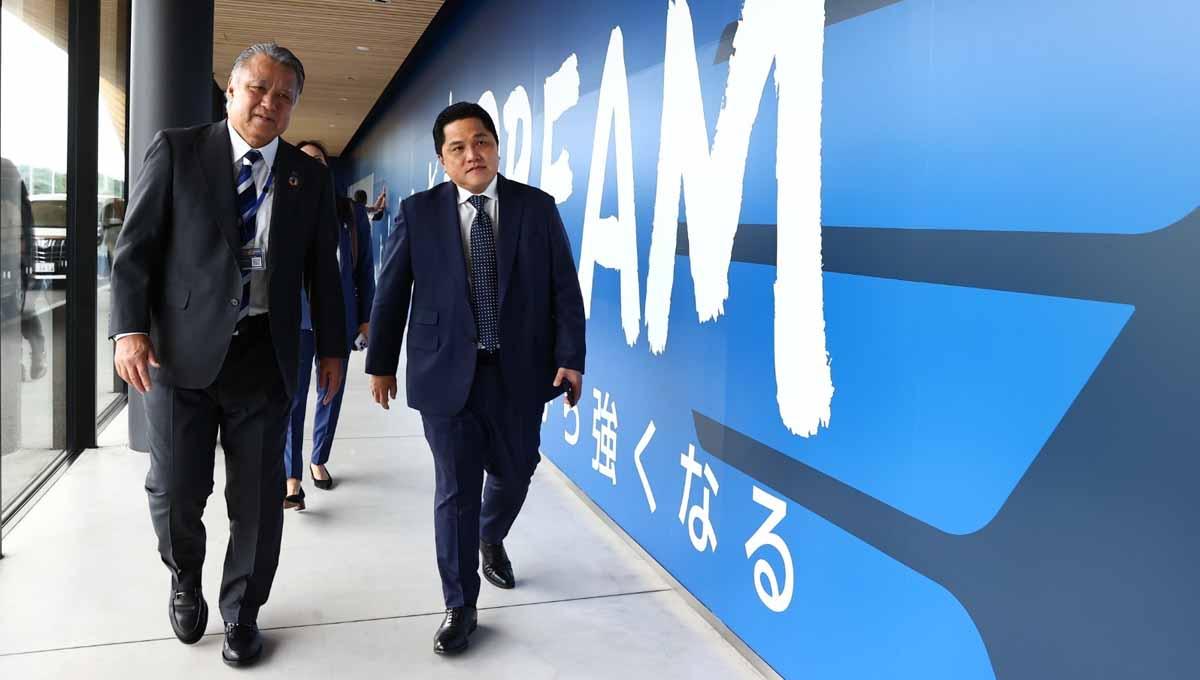 Ketua Umum PSSI Erick Thohir jalin kerjasama dengan JFA untuk perkembangan sepak bola. (Foto:JFA) - INDOSPORT