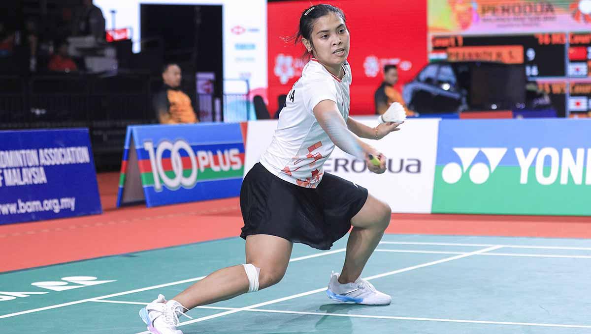 Federasi Bulutangkis Dunia (BWF) menobatkan Gregoria Mariska sebagai salah satu pebulutangkis yang memiliki smash paling mengerikan di Malaysia Masters 2023. (Foto: PBSI)