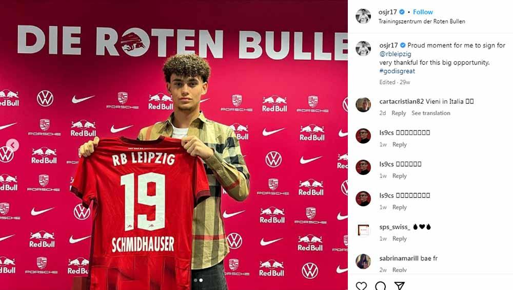 Klub Liga Italia, Inter Milan, dikabarkan segera mendatangkan starlet Leipzig, Oliver Schmidhauser, membuat masa depan Romelu Lukaku di ujung tanduk. (Foto: Instagram@osjr17)