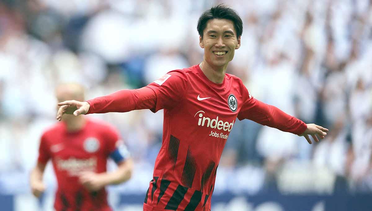 Selebrasi Daichi Kamada saat masih membela Eintracht Frankfurt. (Foto: REUTERS/Thilo Schmuelgen)