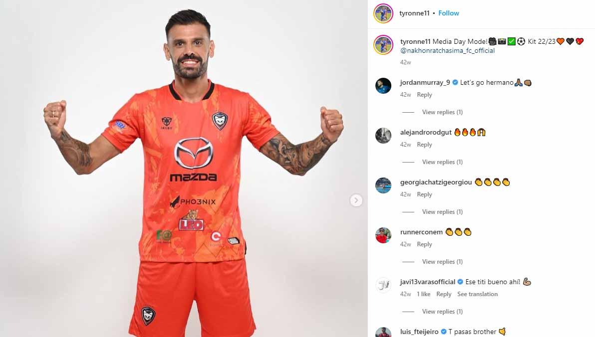 Pemain anyar Persib Bandung, Tyronne del Pino, memutuskan untuk menggunakan nomor punggung 10 saat mengarungi kompetisi Liga 1 2023-2024.